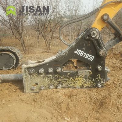 Búa phá đá thủy lực với áp suất vận hành 160-180kg/cm2, lưu lượng dầu 150-190l/phút và tốc độ va đập 350-500bpm cho máy đào